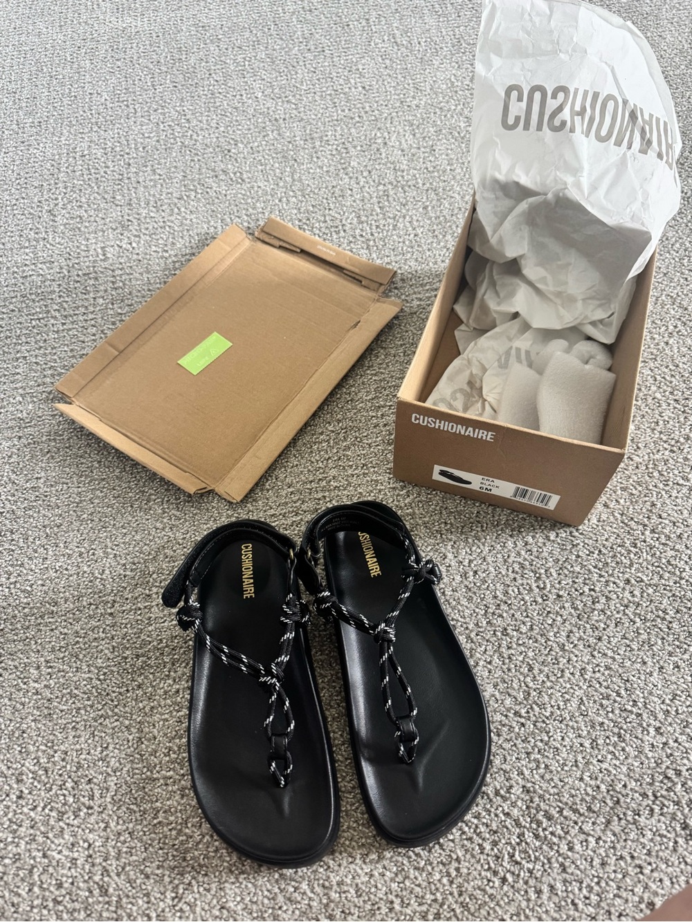 Cushionaire Black Braided Strap Sandals